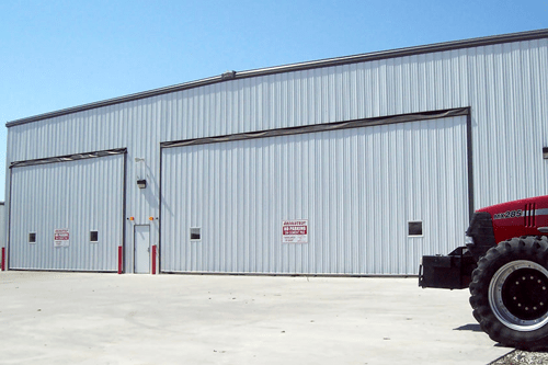 Two Schweiss Hydraulic Doors for storing equipment at Agriculture Business 