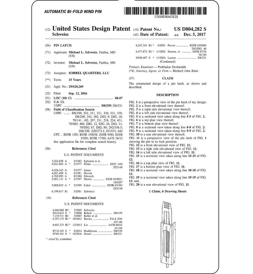 Automatic Windpin United States Patent - Drawings