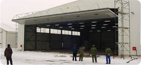 Schweiss Bifolds on European Airprt Hangar